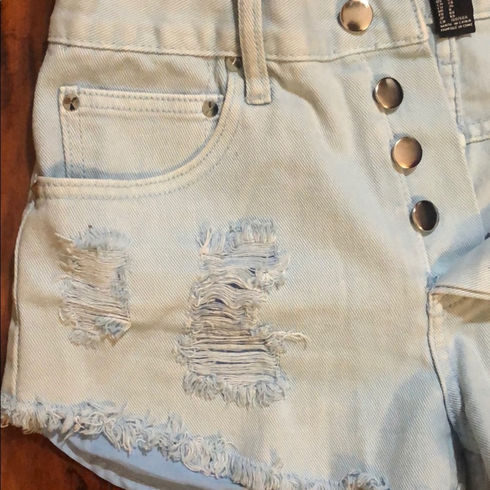 Light Blue Forever 21 Distressed Shorts